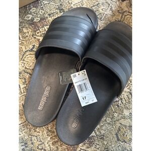 adidas Adilette Comfort Slides Men's Size 17 Core Black Cloudfoam Sandal NEW